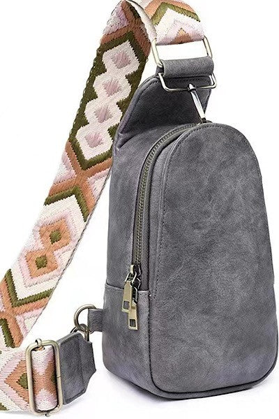 Vegan Leather Crossbody Bag Purse Miss Sparkling Grey  
