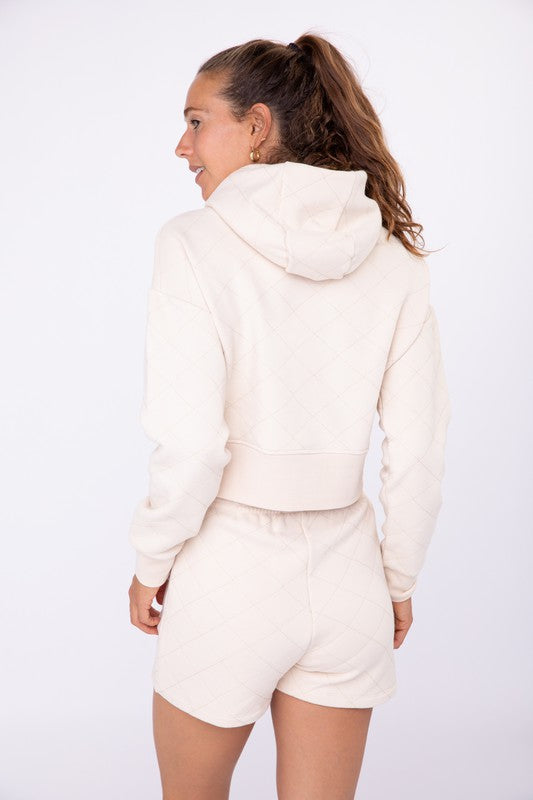 Cream Quilted Drawstring Hoodie Clothing Mono B Show   