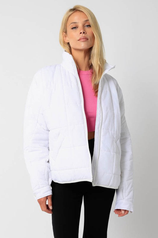 Quilted Front Zip Jacket Clothing Olivaceous White S 