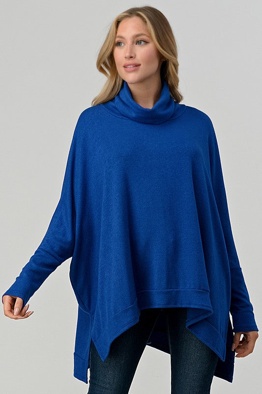 Light Cowl Neck Sweater Clothing Pixi & Ivy Royal Blue S/M 