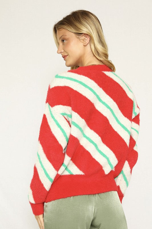 Candy Cane Striped Sweater Clothing Miss Sparkling   