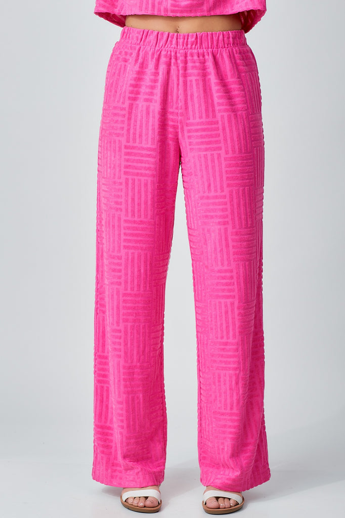 Pink Textured Top/Pants Set Clothing Polagram Bottom S 