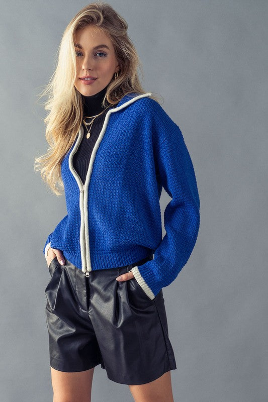 Royal Blue Zip Up With White Trim Clothing Trend:Notes   