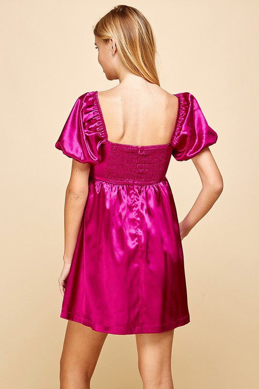 Pink Satin Babydoll Bubble Dress – Peacocks & Pearls Lexington