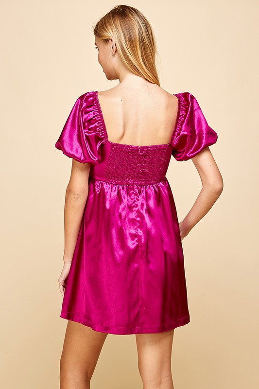 Pink Satin Babydoll Bubble Dress Clothing Pretty Follies   