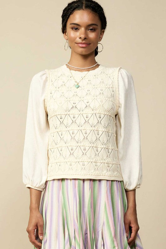 3/4 Slv Embroidered Scalloped Top Clothing Current Air   