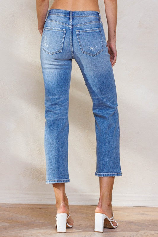 High Rise Slim Straight Crop Jean Clothing Sneak Peek   
