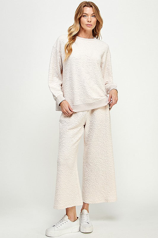Textured Top/Pants Set SS Clothing See And Be Seen   