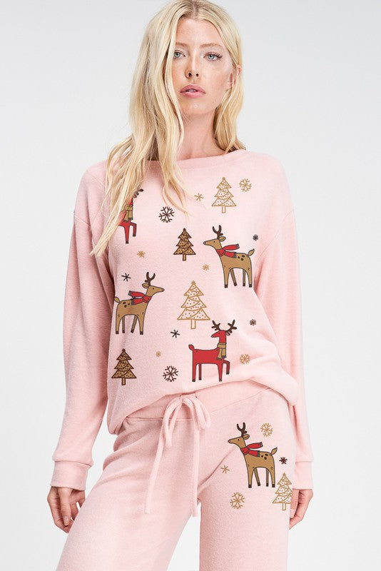 Pink Reindeer Christmas Pajamas – Peacocks Pearls Lexington