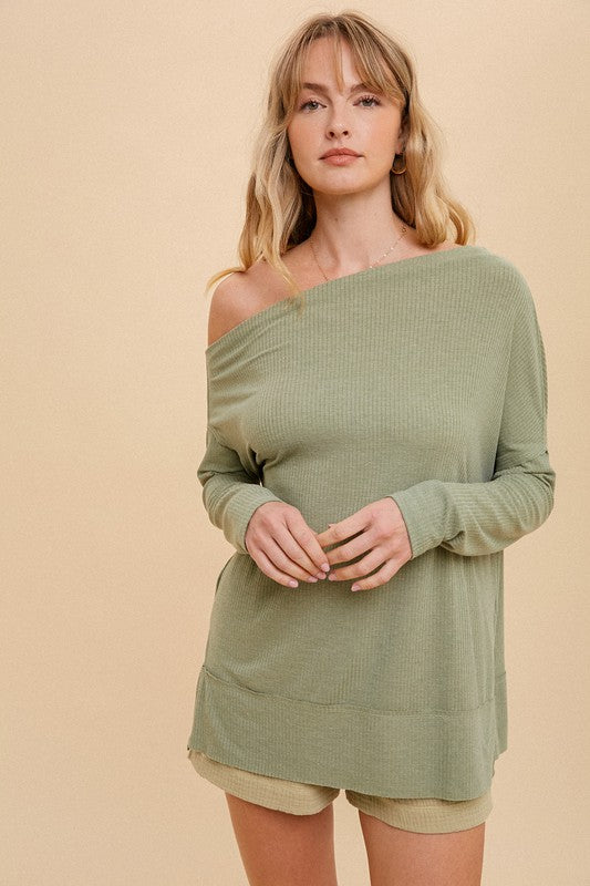 Green Asymmetrical Tunic Top Clothing Hem & Thread   