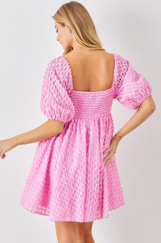 Pink Checked Babydoll Dress Clothing Polagram   