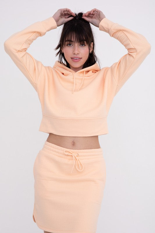 Light Orange Quilted Crop Hoodie Clothing Mono B Show   