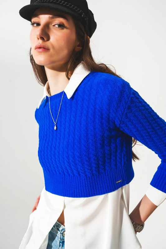 Royal Cropped Cable Knit Clothing Q2   