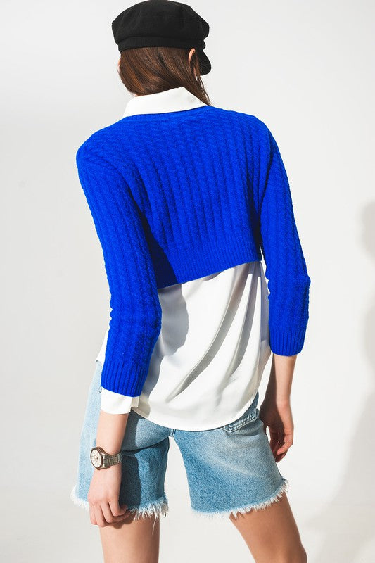 Royal Cropped Cable Knit Clothing Q2   