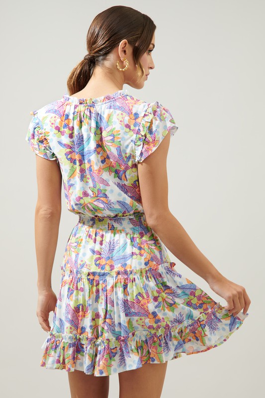 Multi Print W/ Ruffled Skirt Dress Clothing SugarLips   