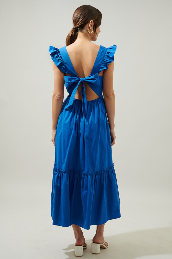 Poplin Tie Back Midi Dress Clothing SugarLips   