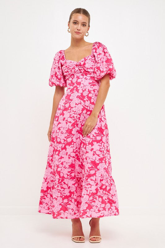 Pink Floral Sweetheart Maxi Dress Clothing August Apparel   
