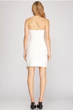 Folded Asymmetrical Strapless Dress Clothing She + Sky   