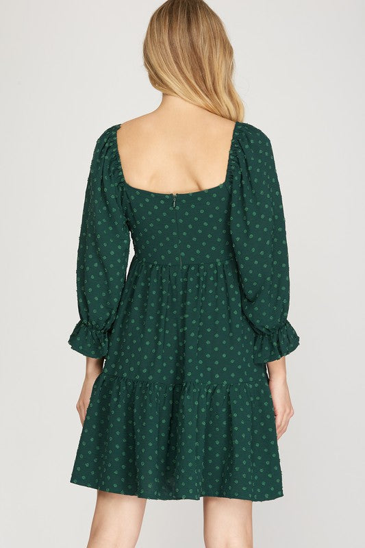 Green Dot Square Neck Babydoll Dress Peacocks & Pearls Lexington Green Dot Square Neck Babydoll Dress Peacocks & Pearls Lexington