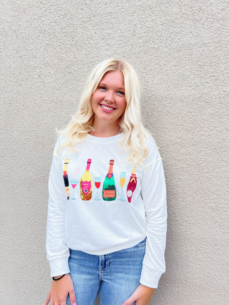 Sequin Drink Crew Neck Clothing WHY Dress White S 