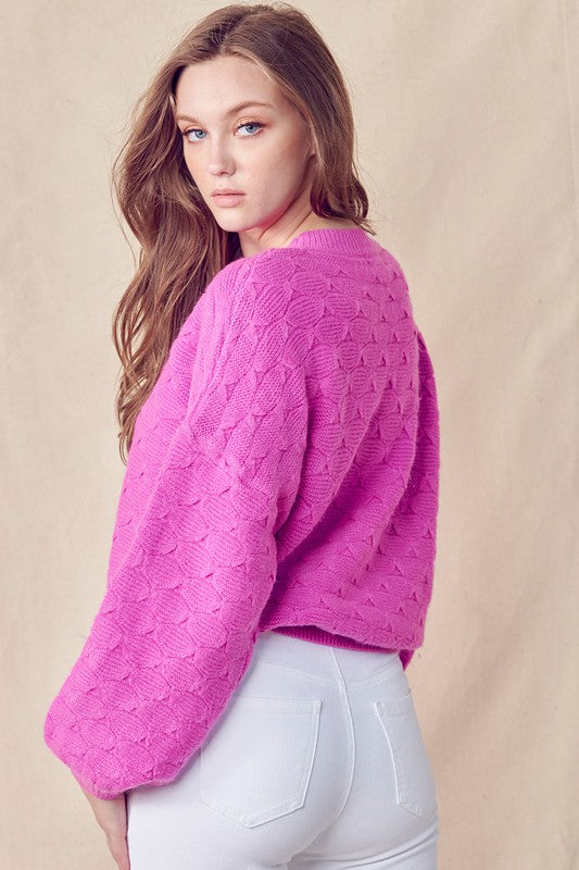 Fushia Pink Textured Drop Shoulder Sweater Clothing &merci   
