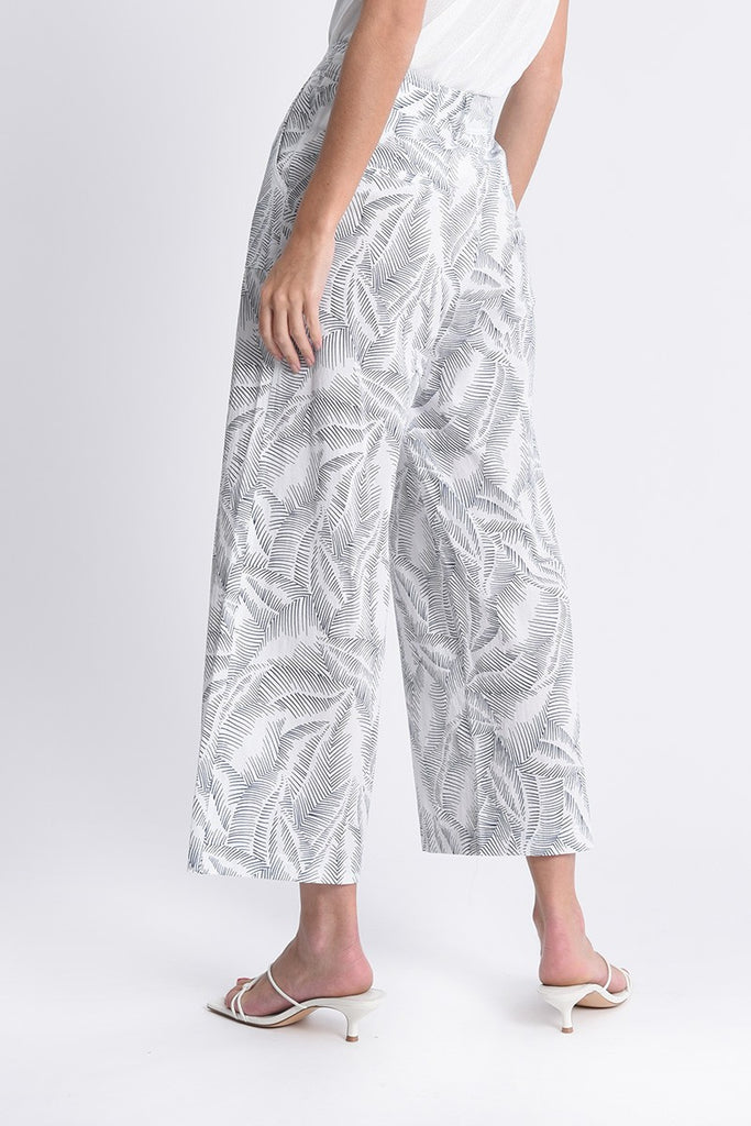 Navy/Wht Leaf Print Trousers Clothing Molly Bracken   