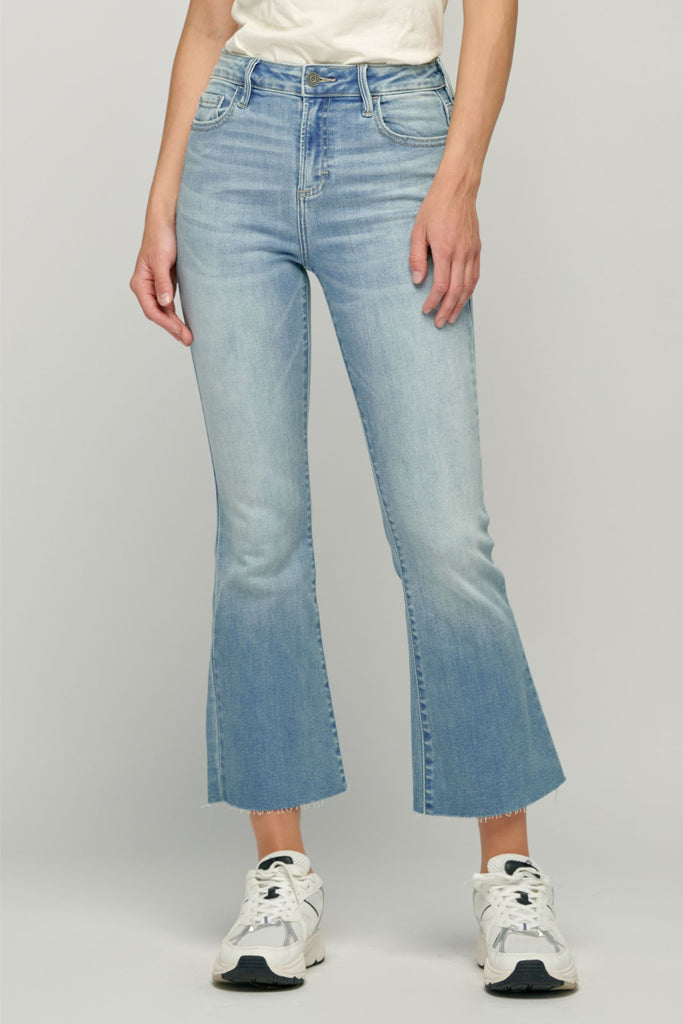 Happi Light Wash Cropped Flare Jeans Clothing Hidden   