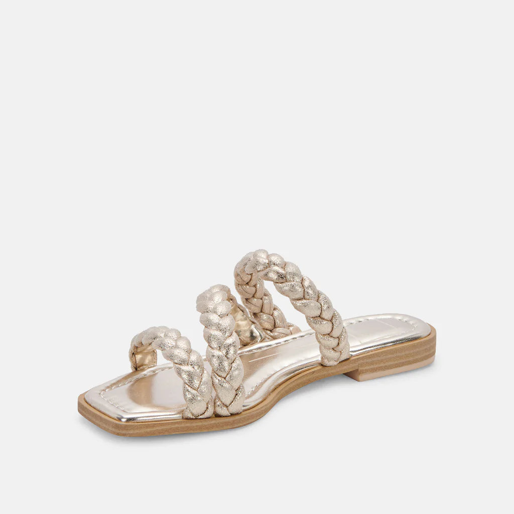 Gold top braided sandals