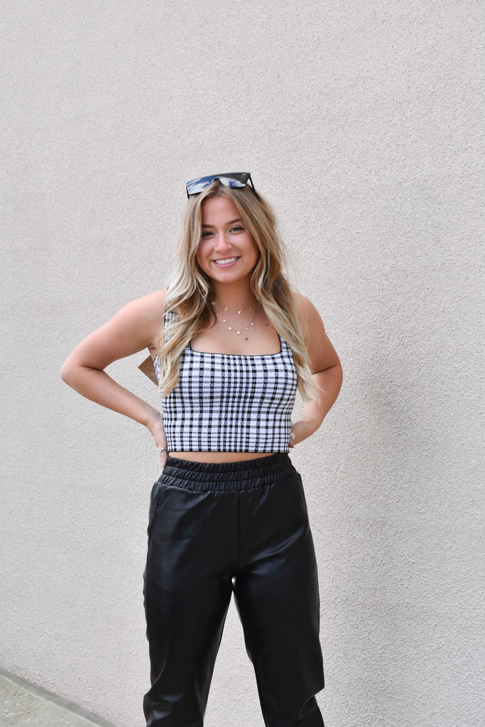 Plaid Wide Strap Cropped Top Clothing Listicle   