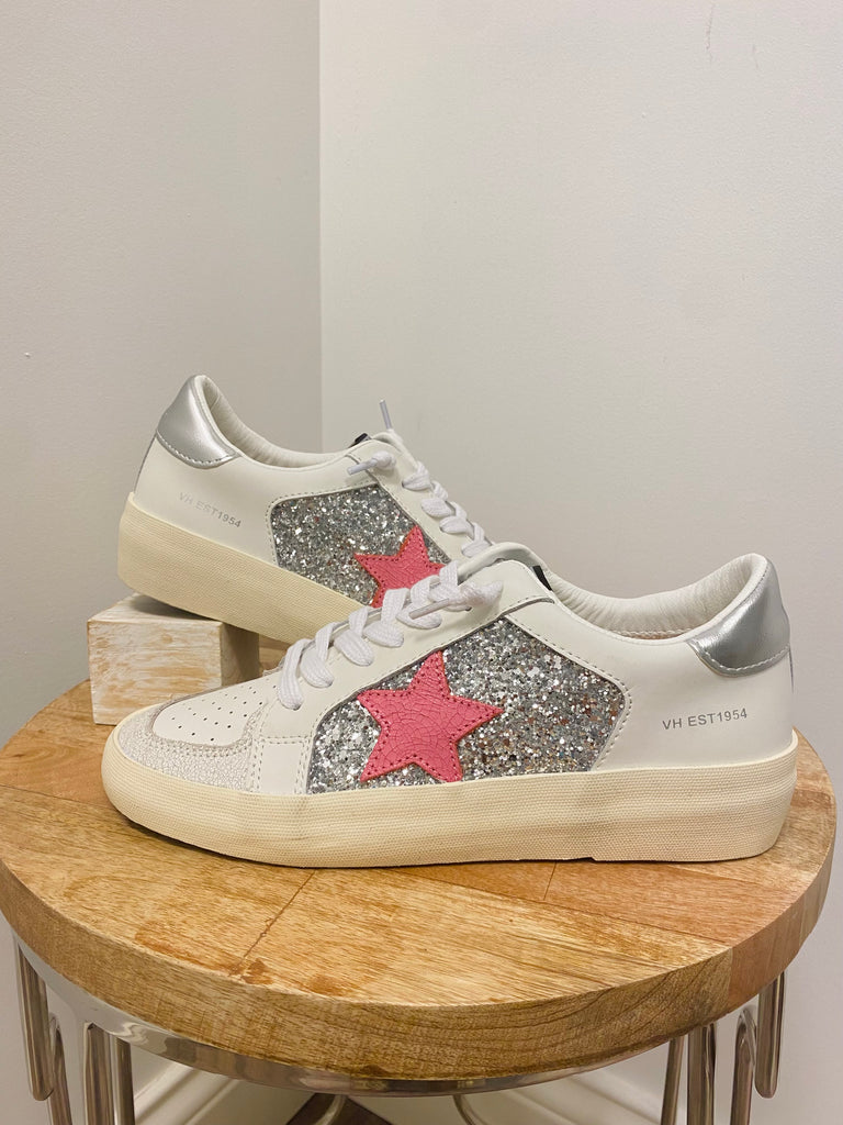 Quinn Glitter Vamp w Pink Star Logo Low Top Sneaker Shoes Vintage Havana   