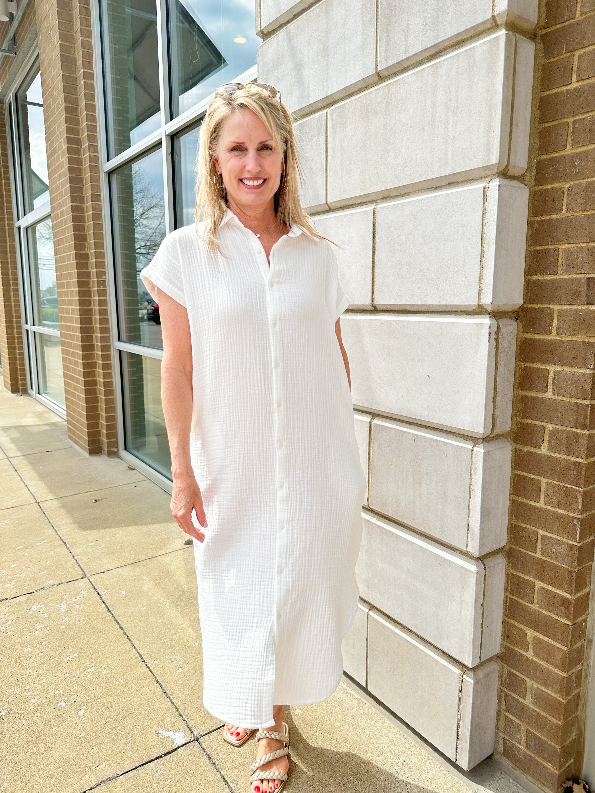 white gauze midi dress Button Down – Peacocks & Pearls Lexington x-styleCode:26SU5652 lightweight organic cotton gauze Ross Stores Shoes Less Style:Gown + Headband