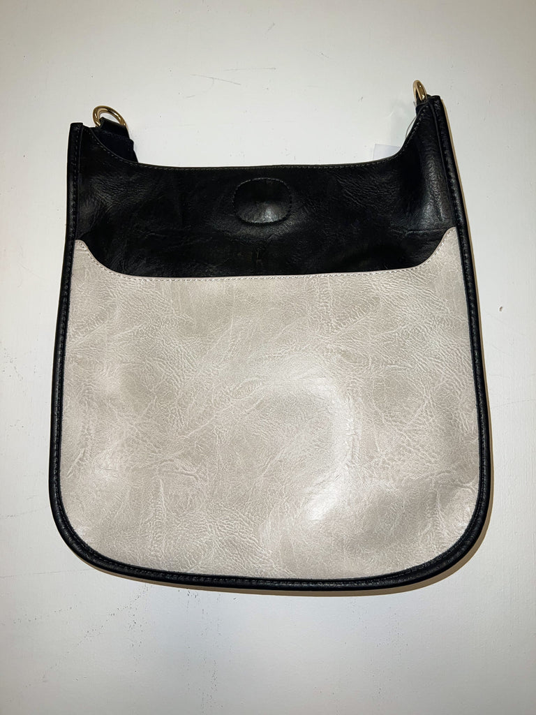 Color Block Mix & Match Messenger Bag Purse Ahdorned Black & White  