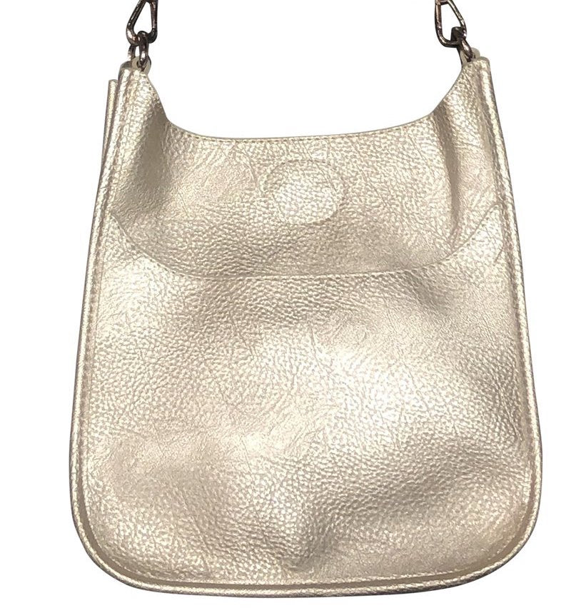 Mini Vegan Messenger Bag Purse Ahdorned Gold - Gold  Metal  