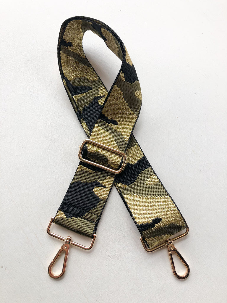 Camo Mix & Match Bag Strap Accessory Ahdorned Army/Gold/Black - Gold Metal  