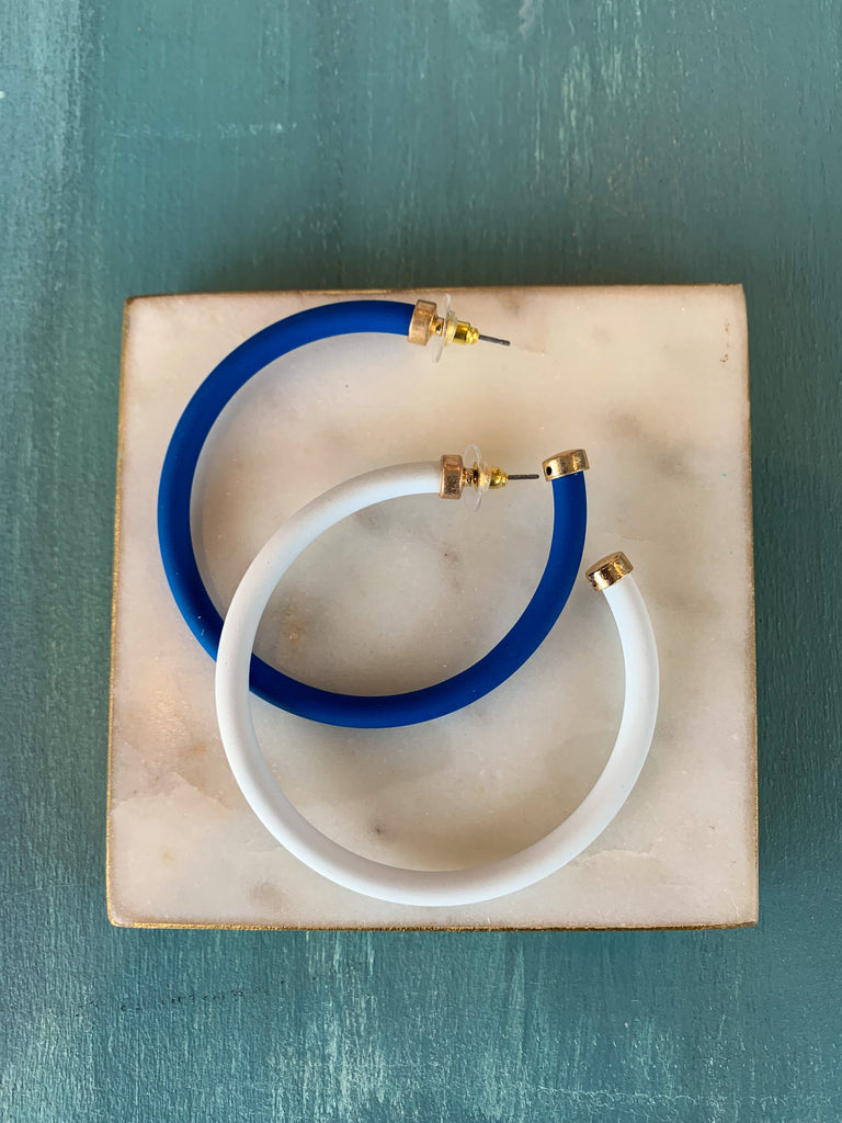 Royal Blue/White Hoops Jewelry Golden Stella 65mm Royal Blue/White  