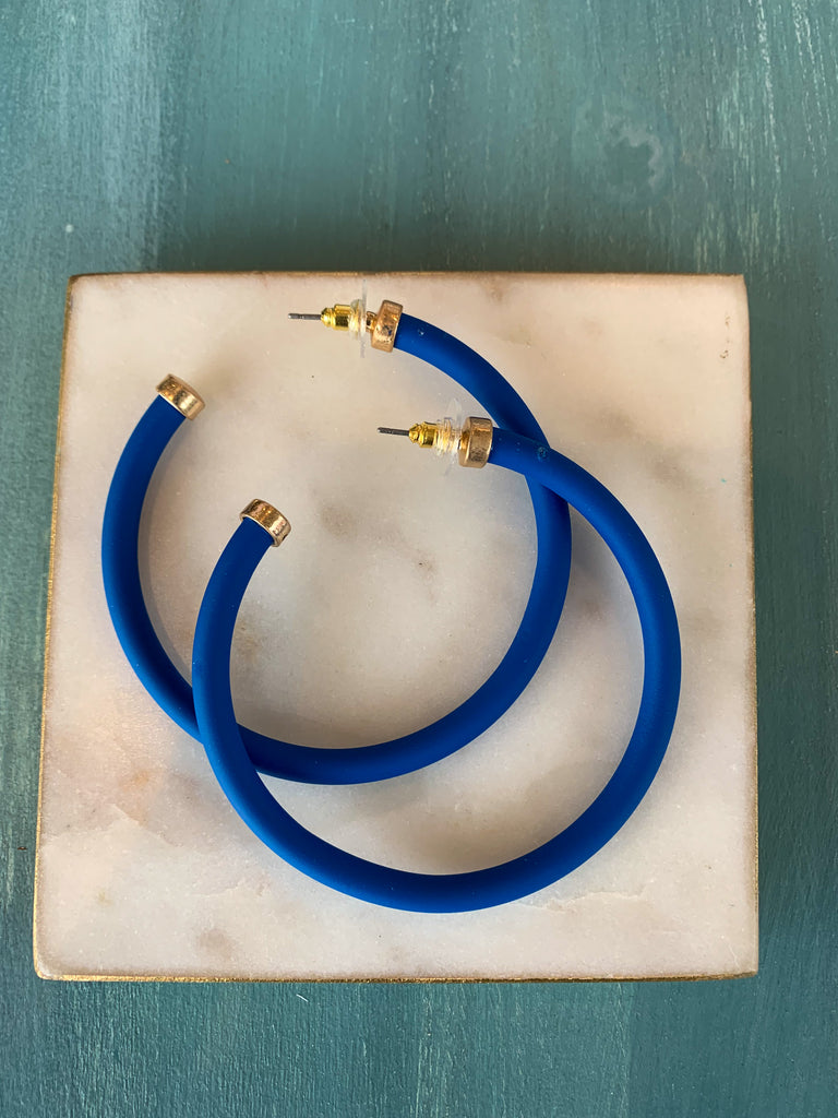 Royal Blue/White Hoops Jewelry Golden Stella 65mm Royal Blue  