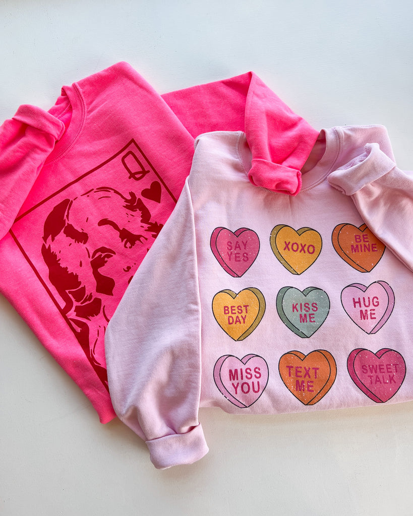 Pink Candy Heart Sweatshirt Clothing Blume + Co   