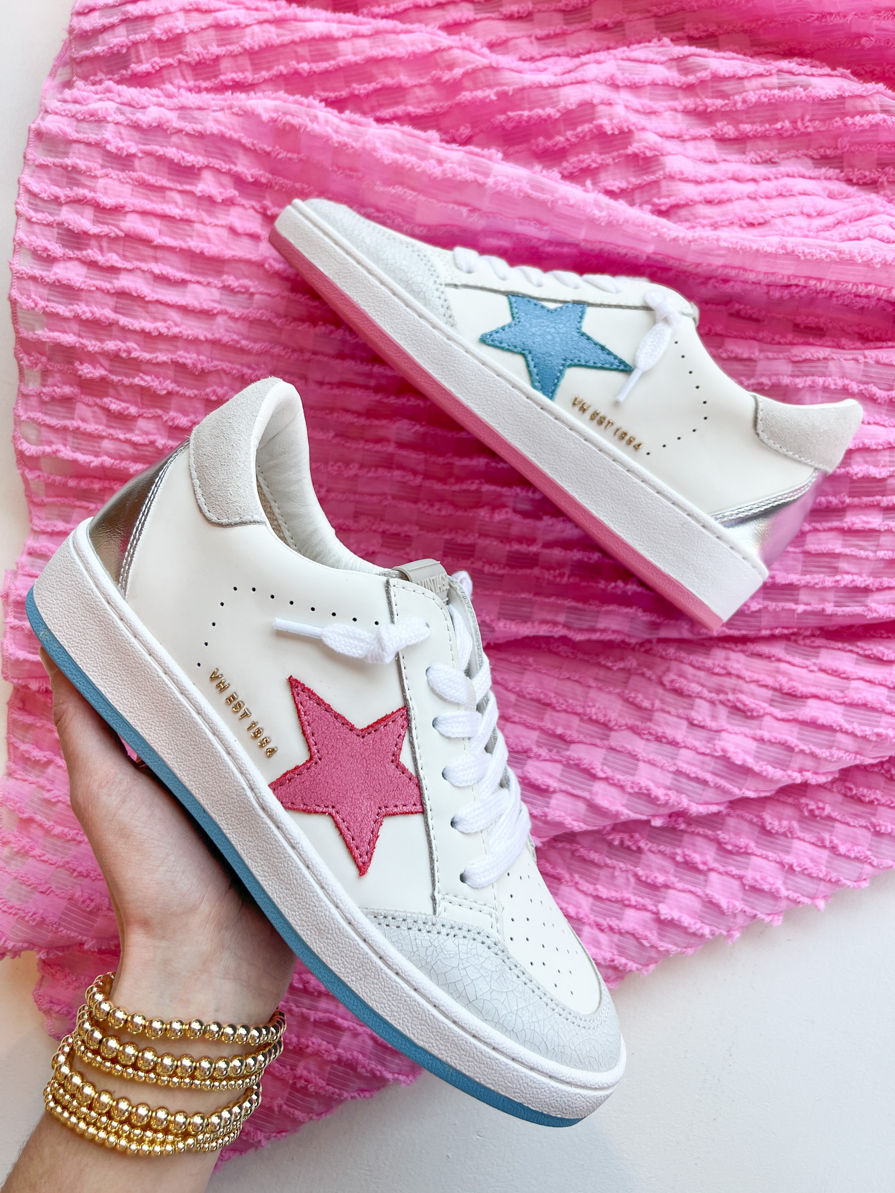 Pink/Blue Mismatched Sneaker – Peacocks Pearls Lexington
