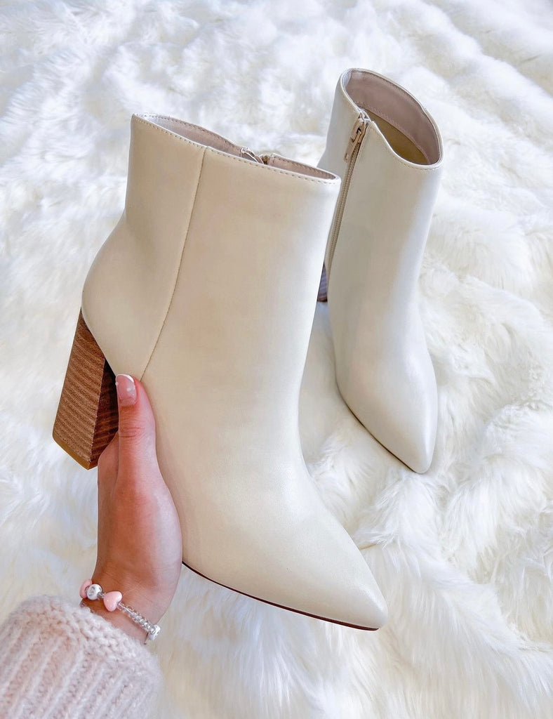 Veronica Cream Heeled Bootie Shoes Shu Shop   