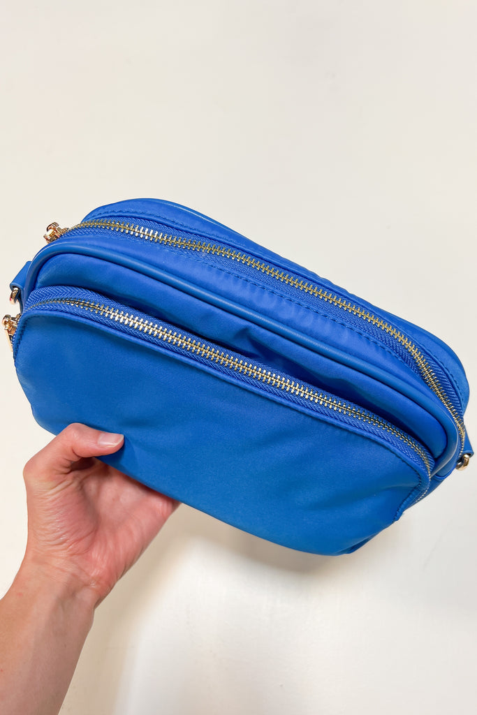 Nylon 2 Pocket Mix &  Match Bag Purse Ahdorned Blue  