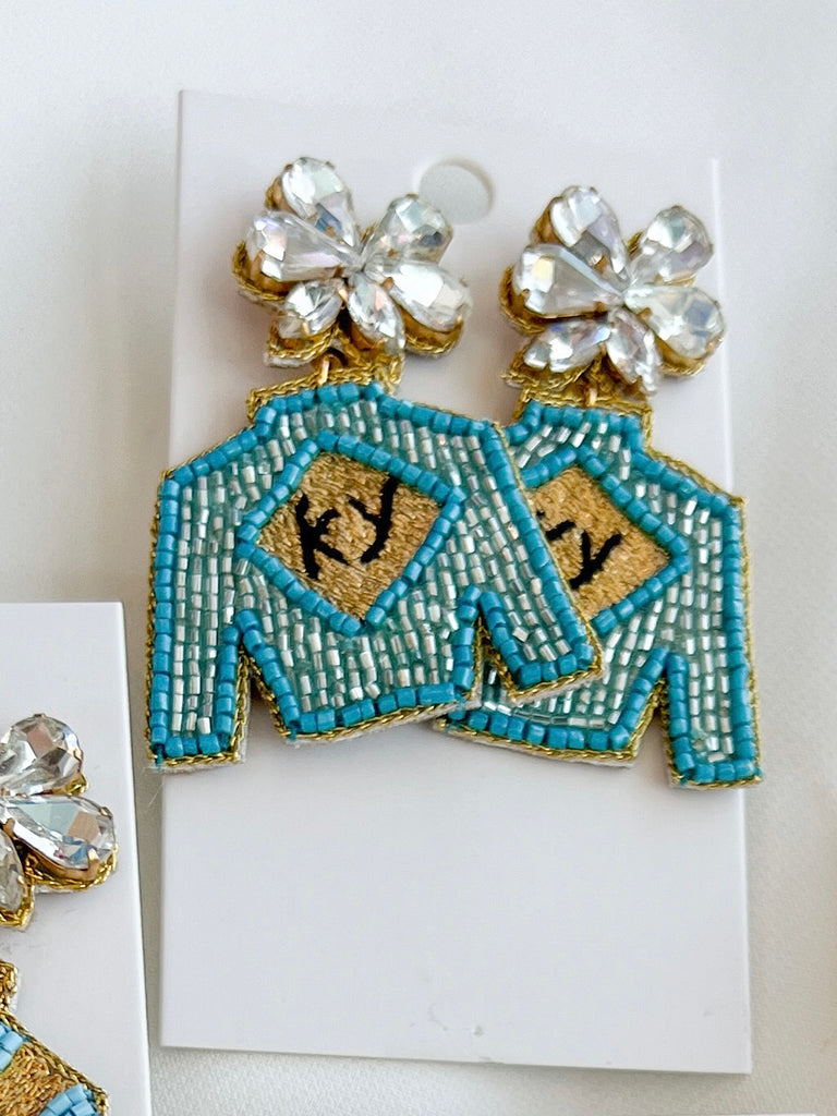 Jockey Silk Beaded Earrings Jewelry Lulubelles Turq KY  