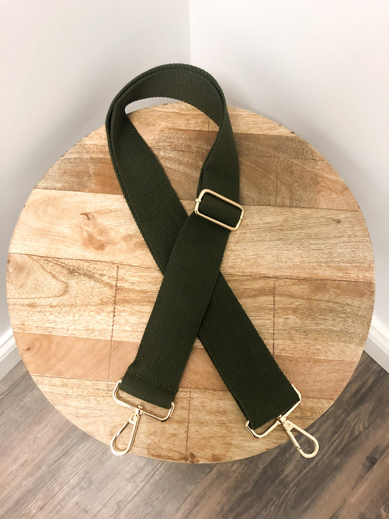 Solid Mix & Match Bag Strap Accessory Ahdorned Army Green - Gold Metal  