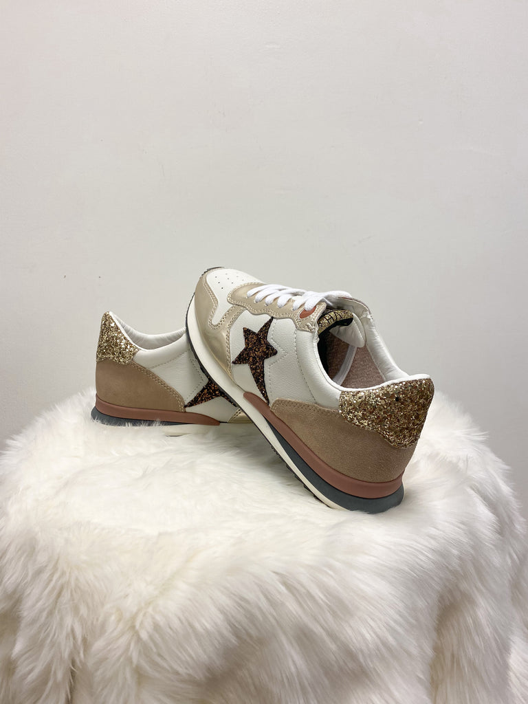 Rock Mauve/Gold/Blue Retro Sneaker Shoes Prime Footwear   