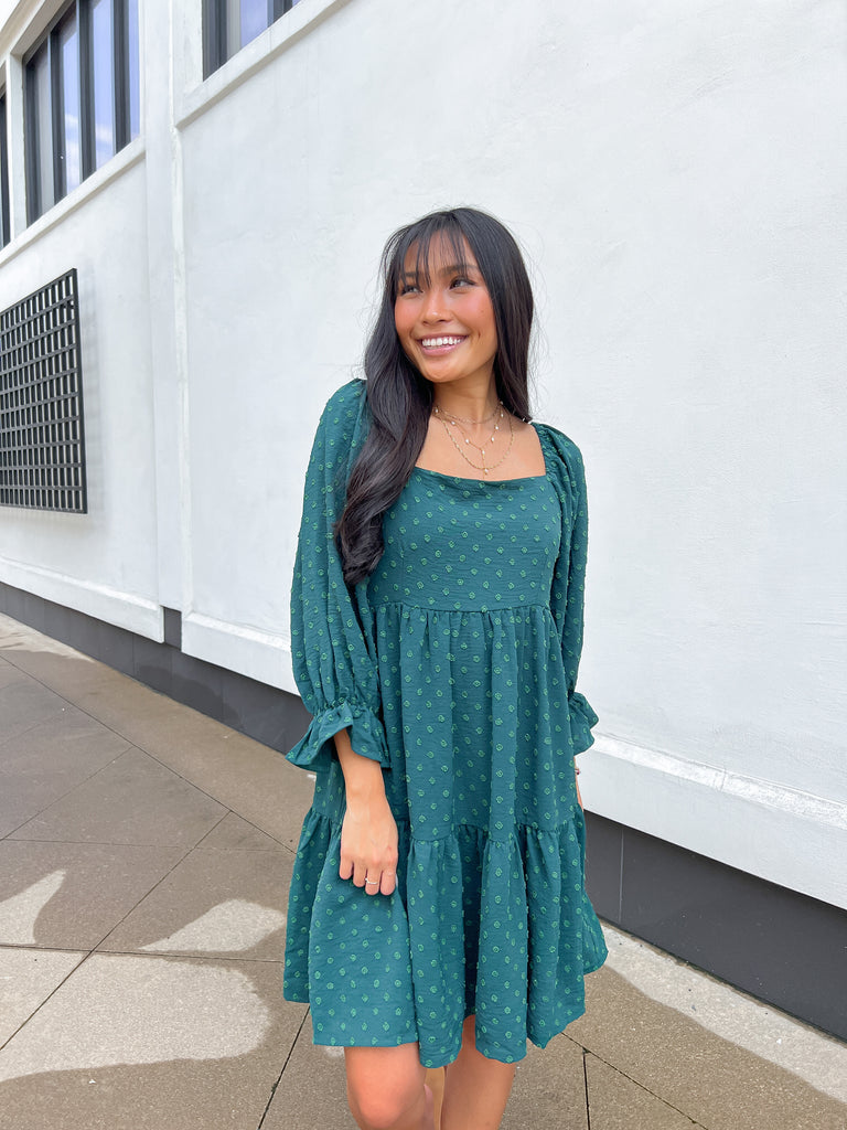 Green Dot Square Neck Babydoll Dress Peacocks & Pearls Lexington Green Dot Square Neck Babydoll Dress Peacocks & Pearls Lexington