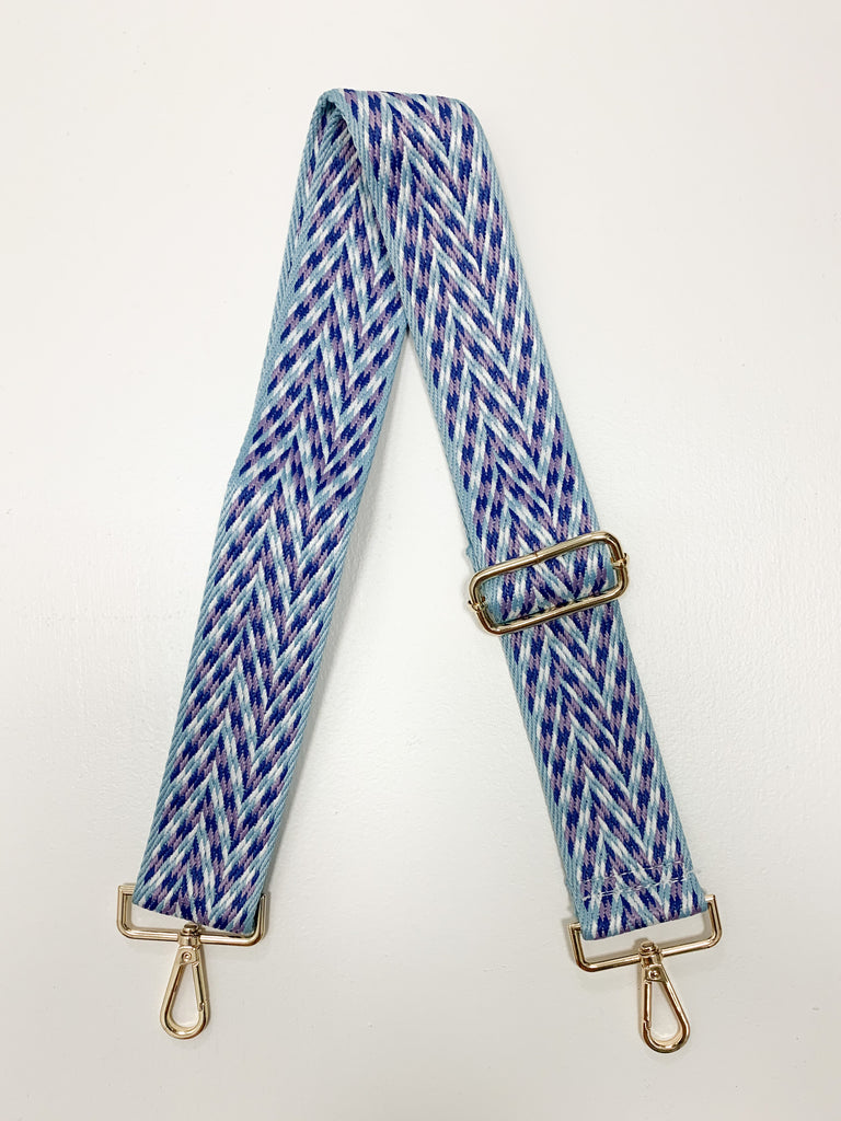 Embroidered Chevron Mix & Match Strap Accessory Ahdorned Lt. Purple/Lt. Blue/Royal - Gold Metal  