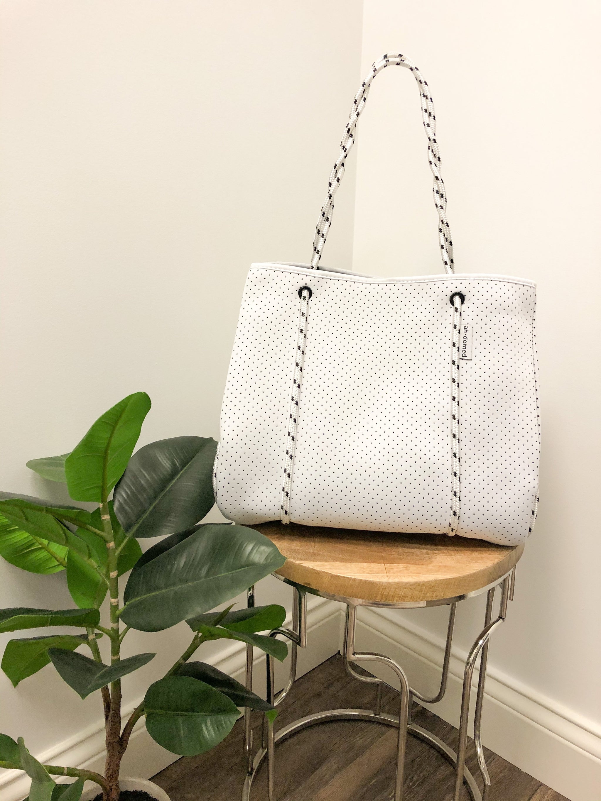Perforated Neoprene Tote Bag I – Peacocks & Pearls Lexington