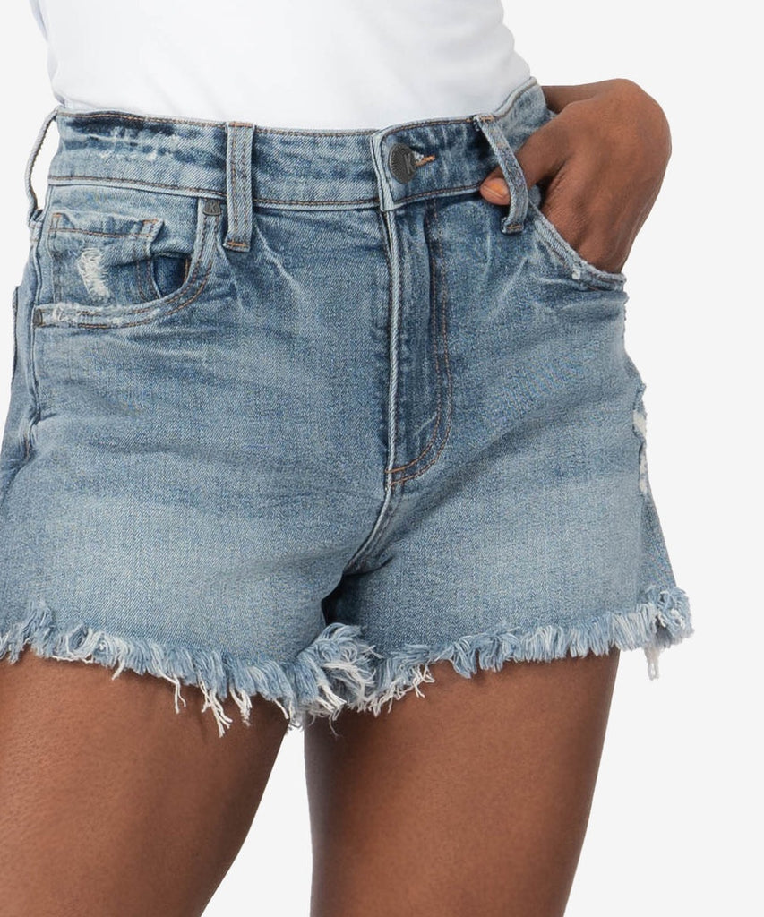 High Rise Relaxed Fit Frayed Hem Shorts Clothing Kut   