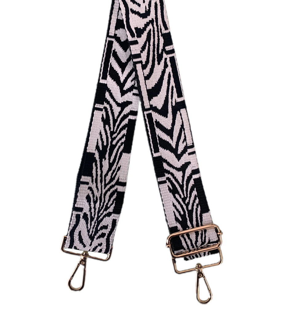 Abstract Geometric Mix & Match Bag Strap Accessory Ahdorned Blk/Wht Zebra Square  