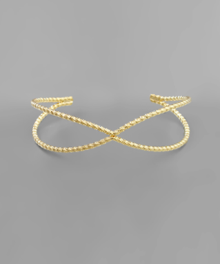 Gold Wired Cuffs Jewelry Golden Stella Textured Row Crisscross  