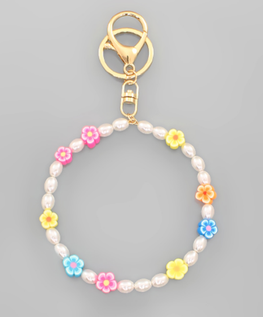 Pearl Flower Keychain Accessory Golden Stella   
